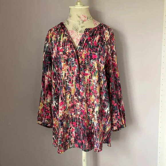 NYDJ printed blouse size large - Picture 1 of 10